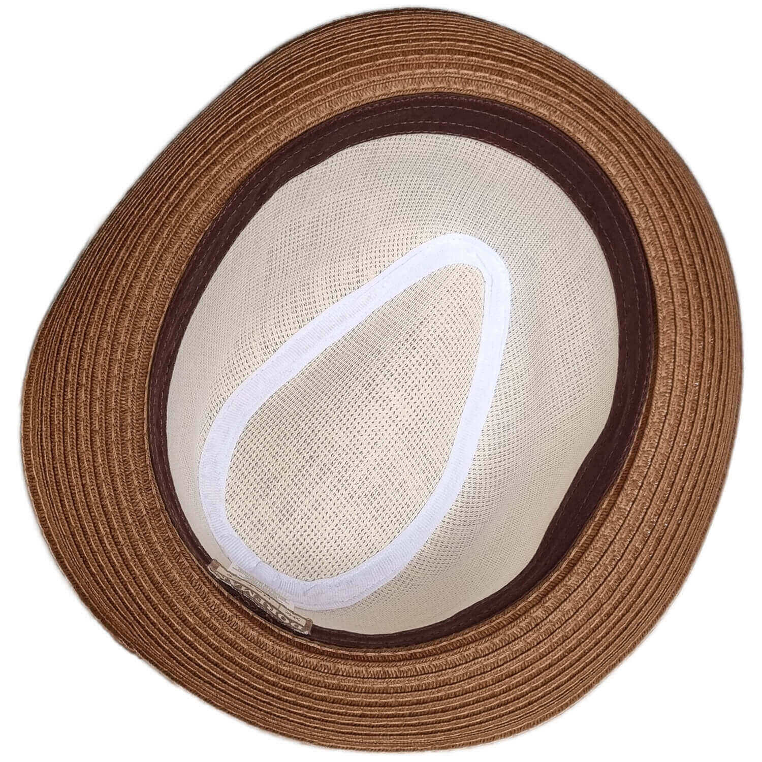 Brown straw hat with beige interior on a white background