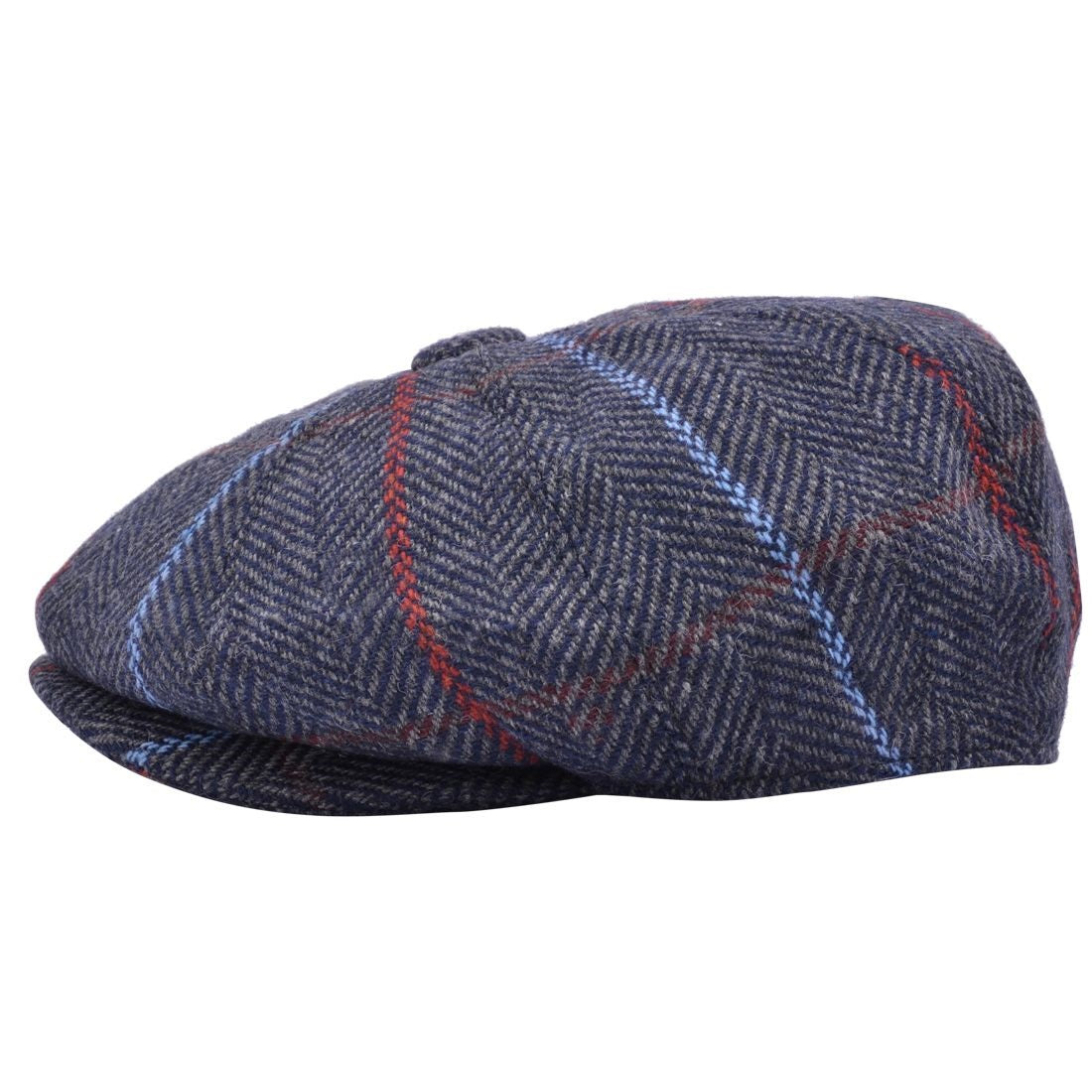 Newsboy Cap, Blue, Striped, Hat, Side View