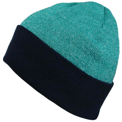 Beanie Hat, Green, Marl, Cuffed