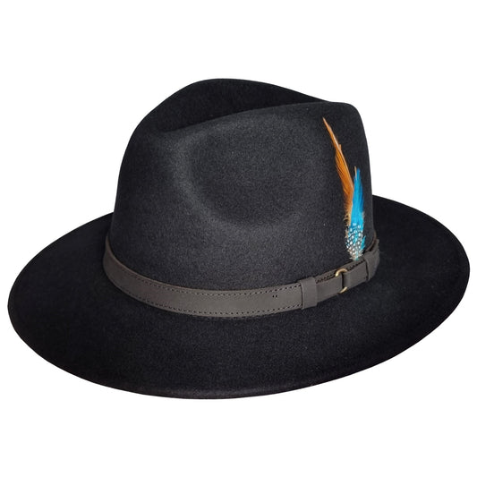 Fedora Hat, Black, Cowboy, Wool