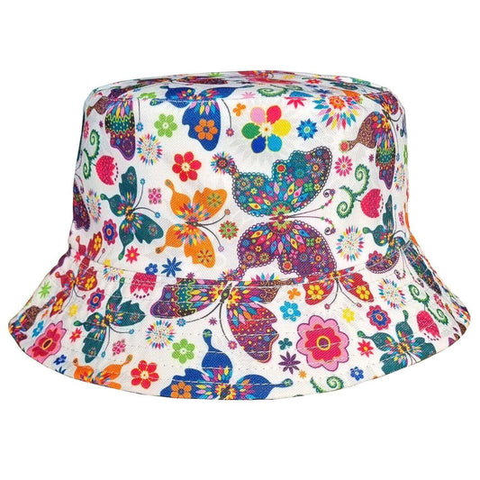 Bucket Hat, Multicoloured, Butterfly Design Sun Hat