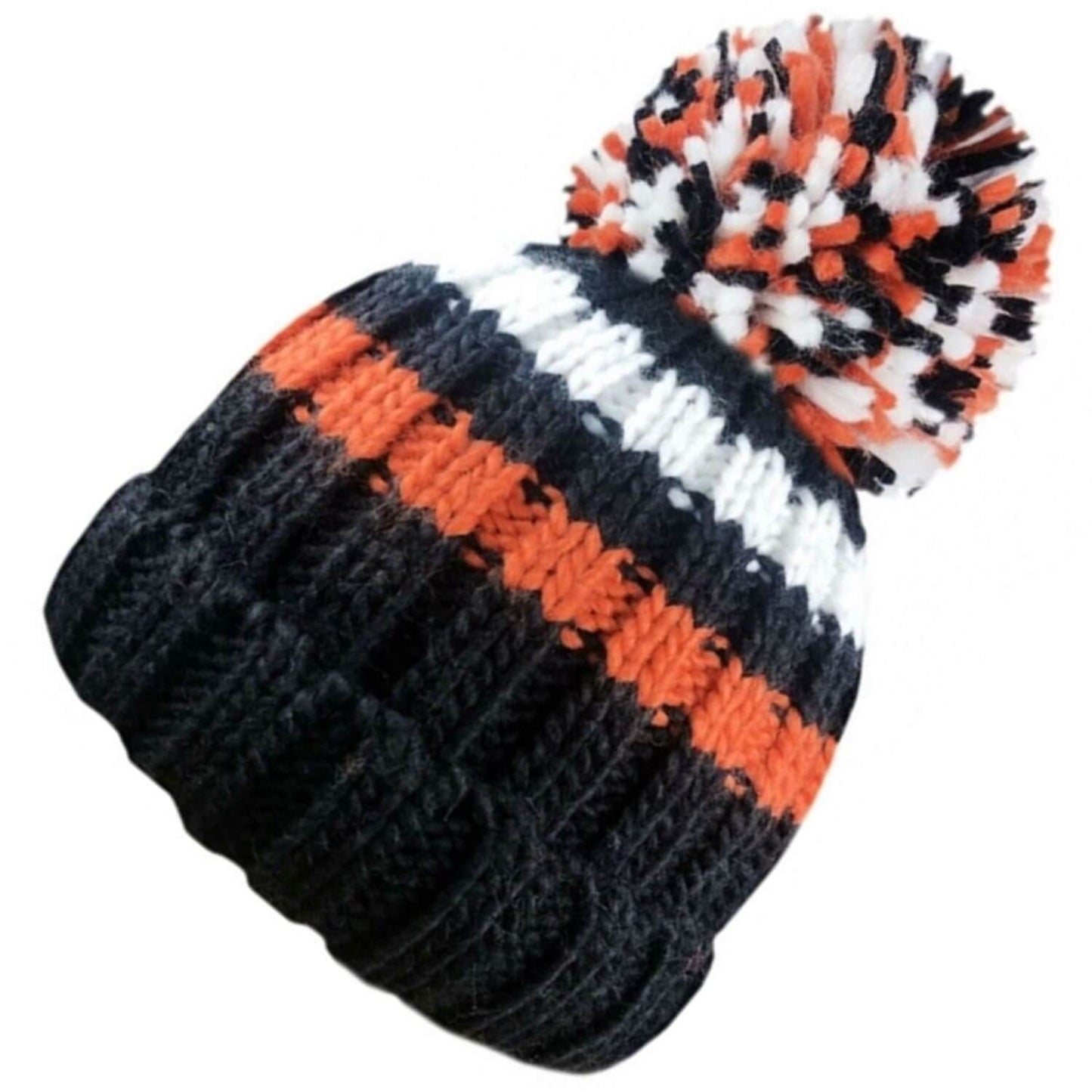 Beanie Hat, Black, Striped, Childrens