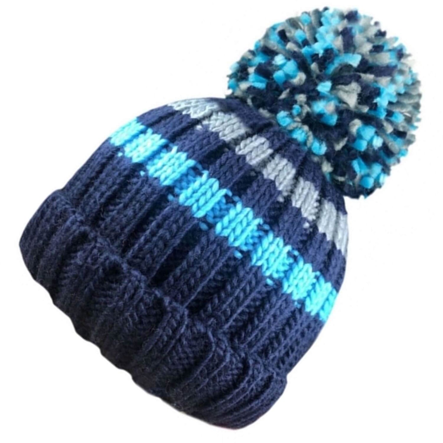 Beanie Hat, Sky Blue, Striped, Childrens