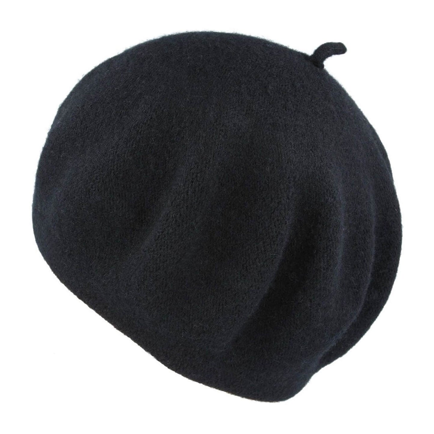 Womens Beret Hat, Black, Wool