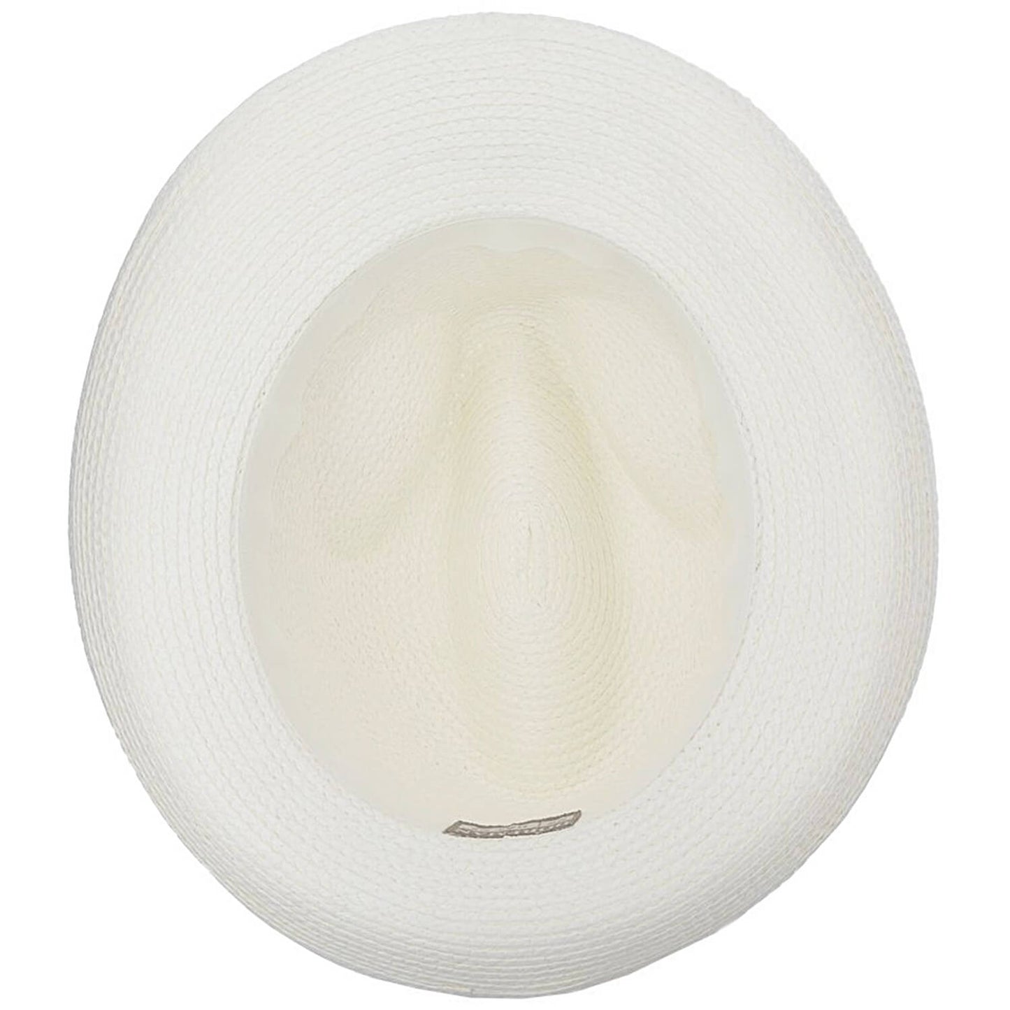 White straw fedora hat, Inside view