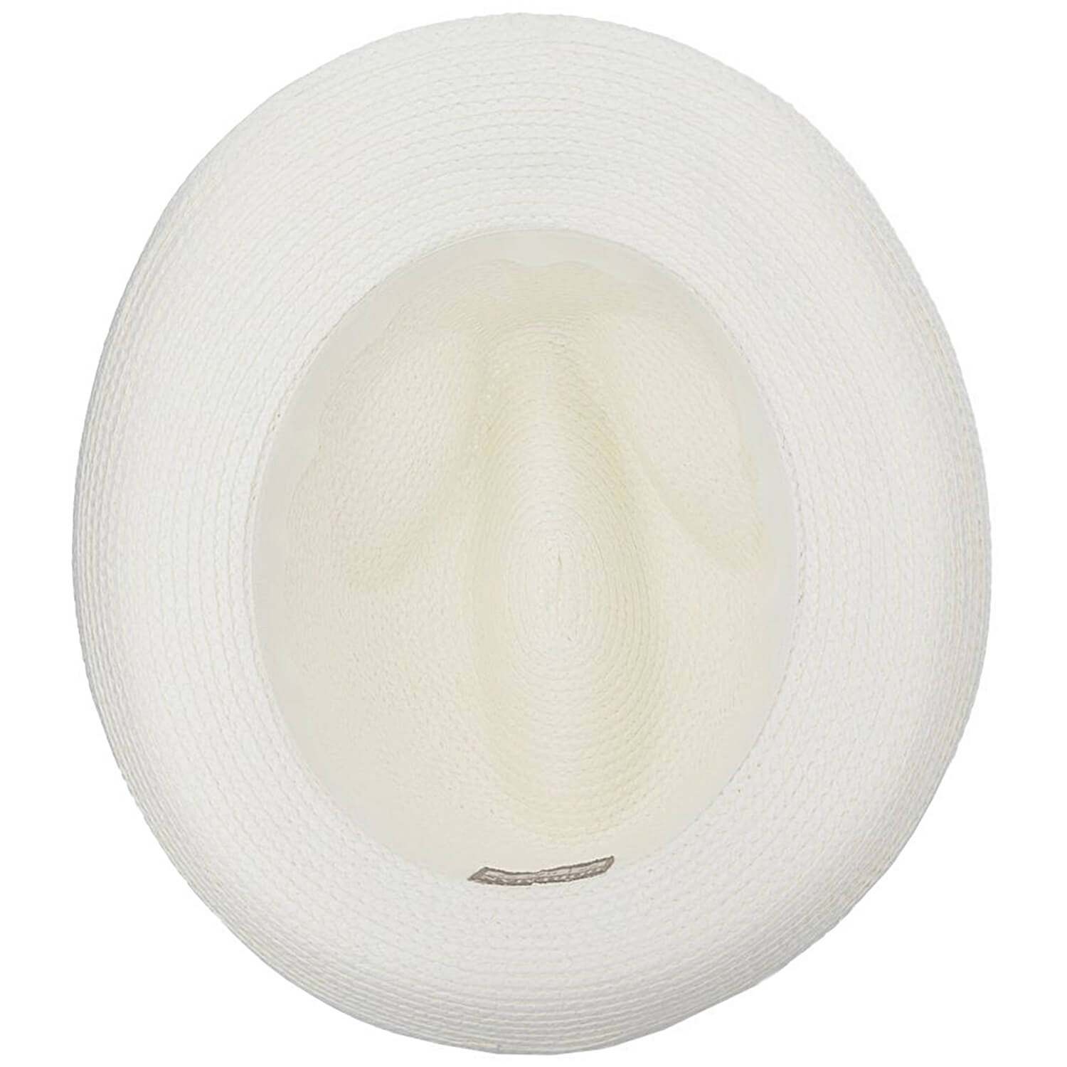White straw fedora hat, Inside view