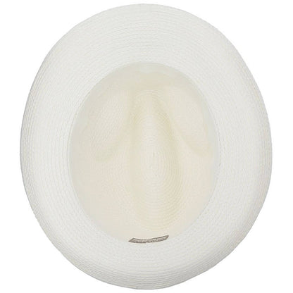 White straw fedora hat, Inside view