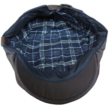 Flat Cap, Navy, Waxed, Quilted, Lining View