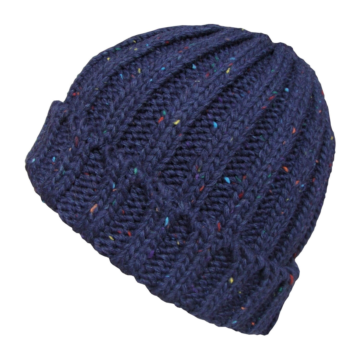 Beanie Hat, Blue, Speckled, Cuffed