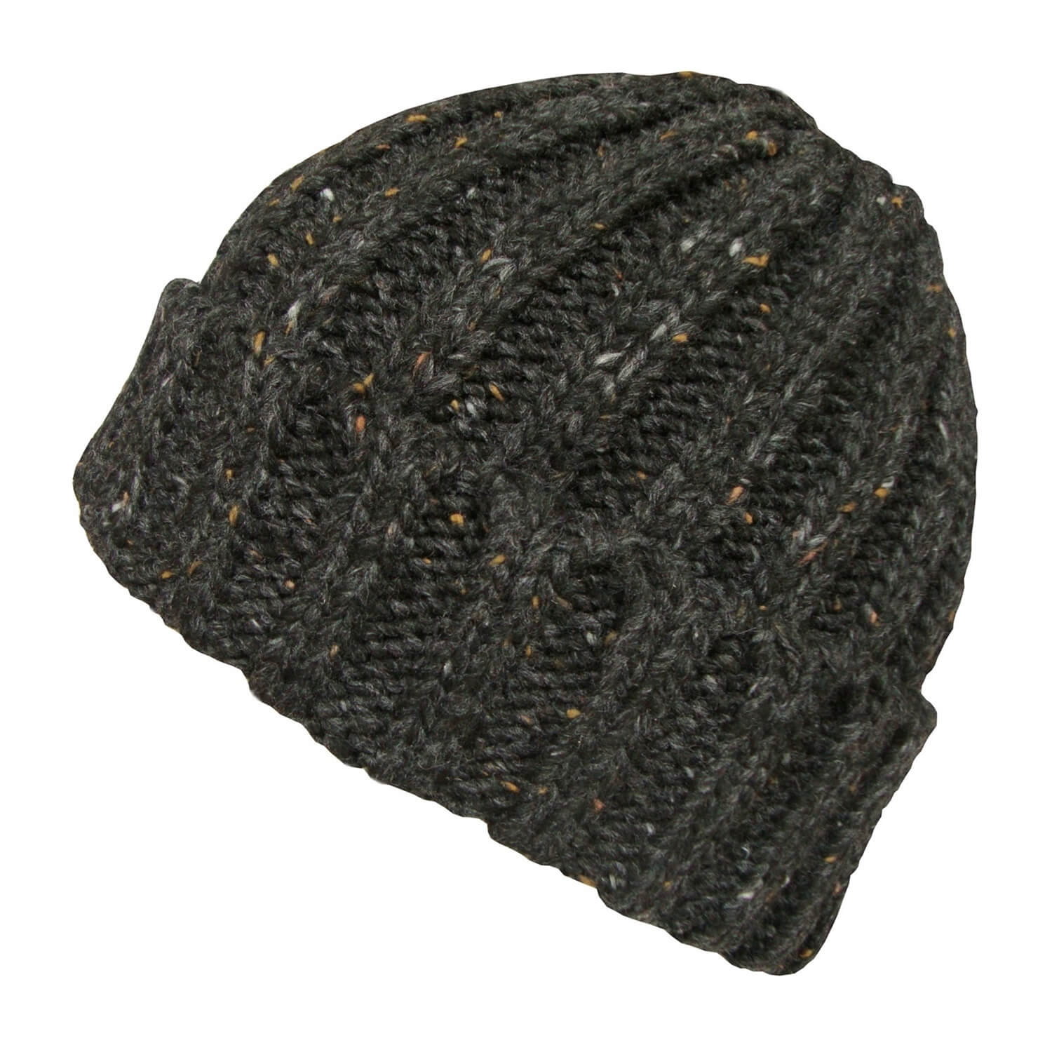 Beanie Hat, Grey, Speckled, Cuffed