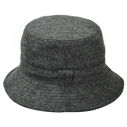 Bucket Hat, Black & Grey, Bush Hat, Side View