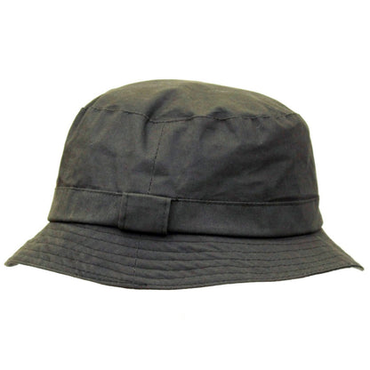 Bucket Hat, Olive Green, Waxed, Side View