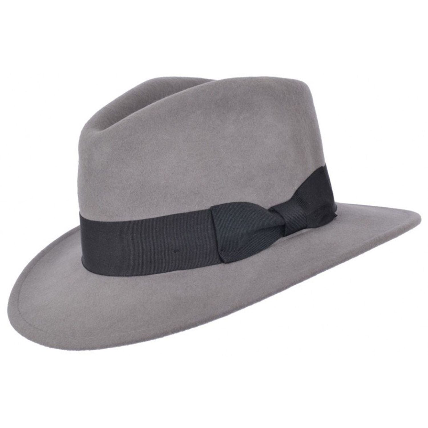 Fedora Hat, Grey, Wool, Trilby