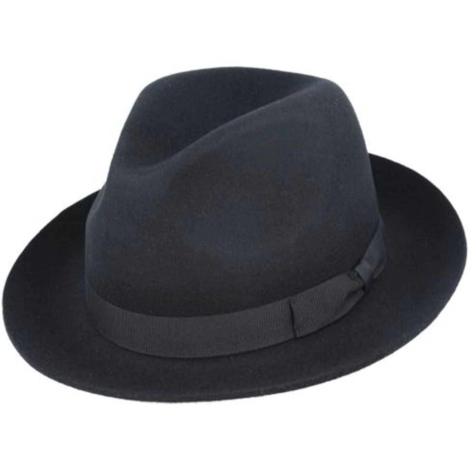 Fedora Hat, Black, Snap Brim, Wool