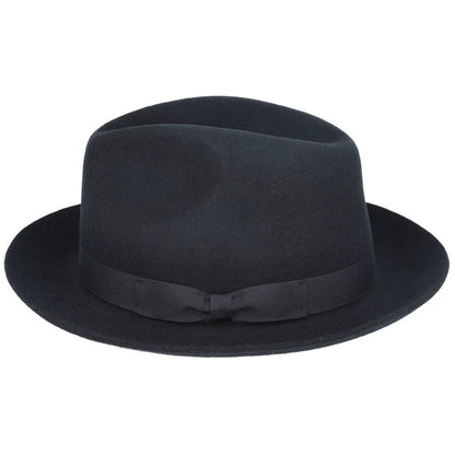 Fedora Hat, Black, Snap Brim, Wool, Side View