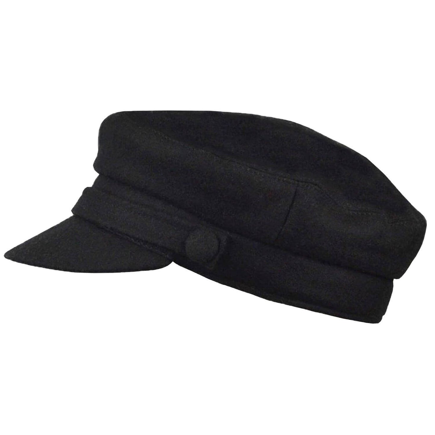 Fiddler Cap, Black, Captains Hat, Barge Cap, Side View