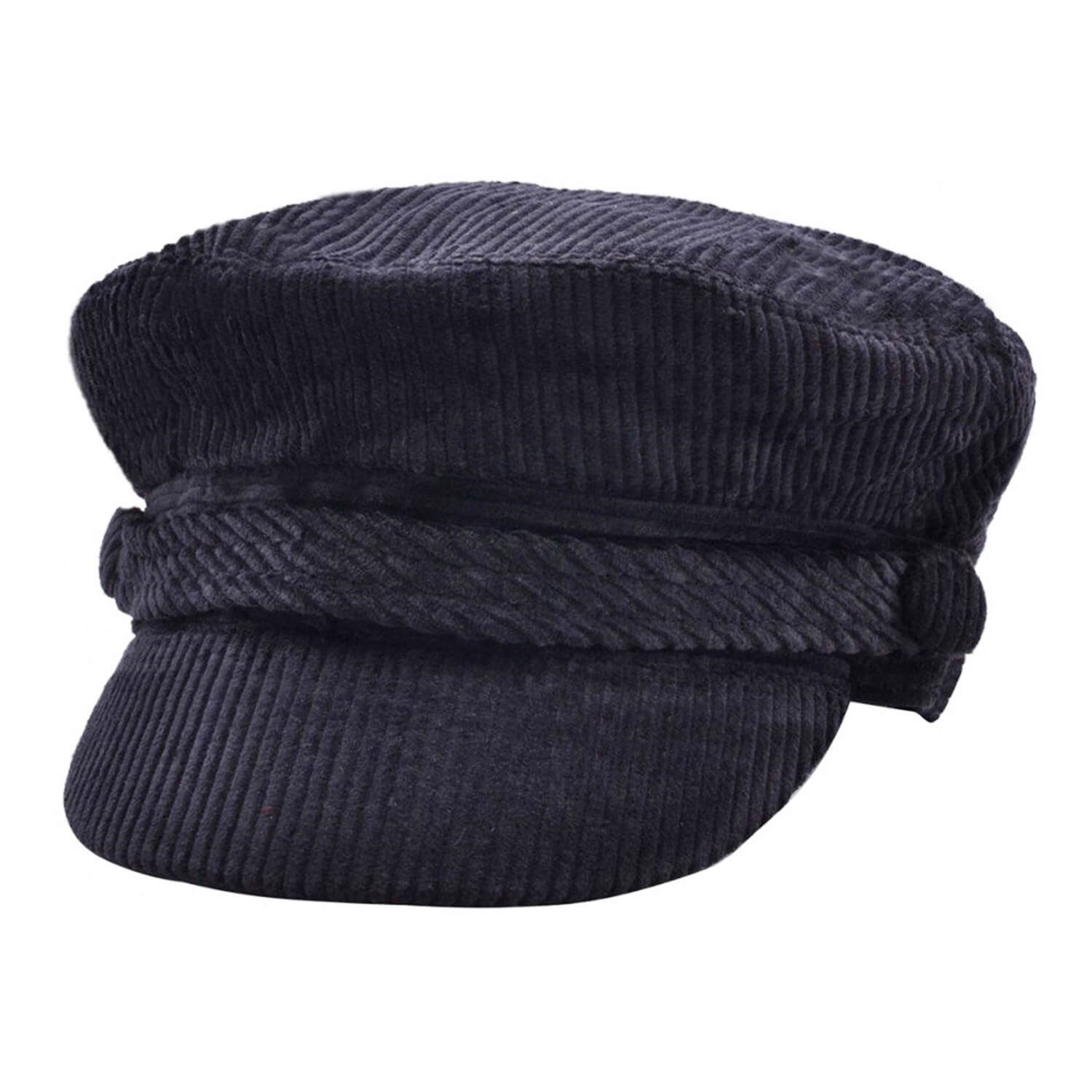 Fiddler Cap, Black, Corduroy, Barge Cap, Captains Hat