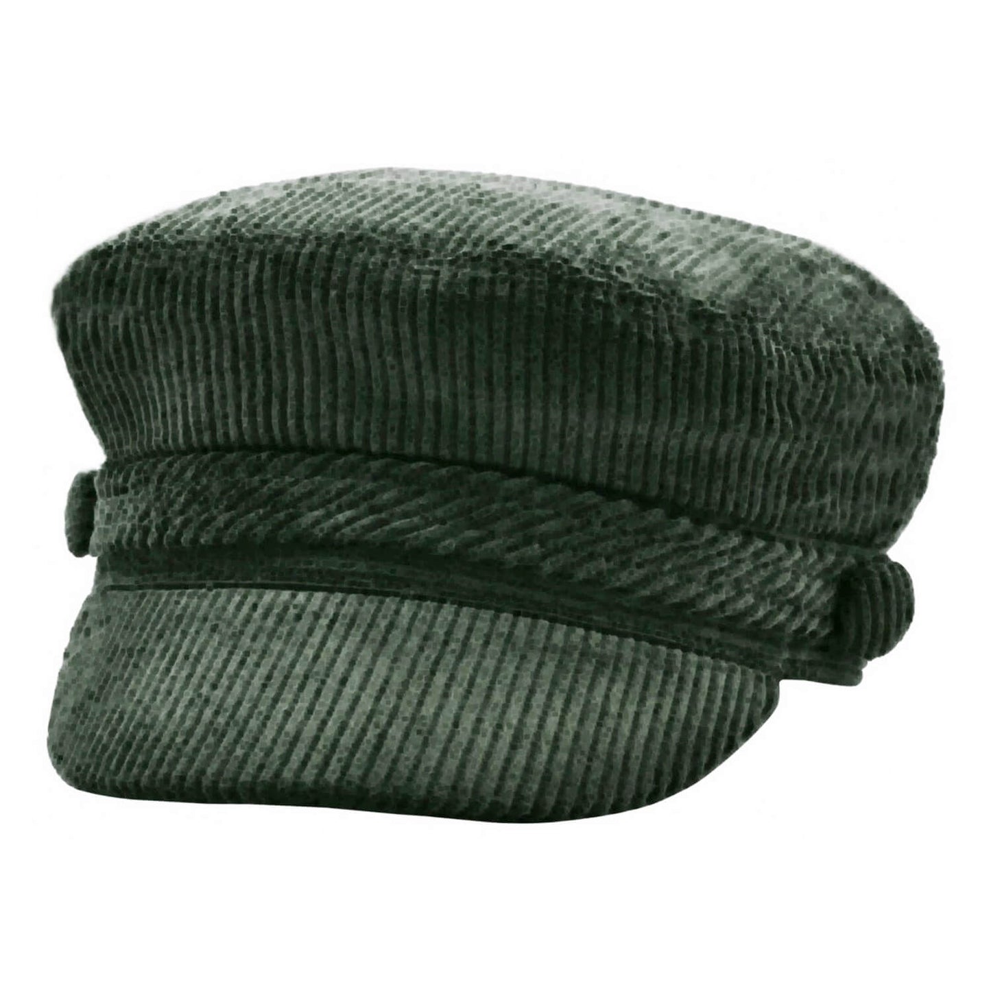 Fiddler Cap, Dark Green, Corduroy, Barge Cap, Captains Hat