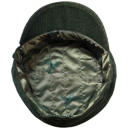 Fiddler Cap, Green, Corduroy, Barge Cap, Lining View