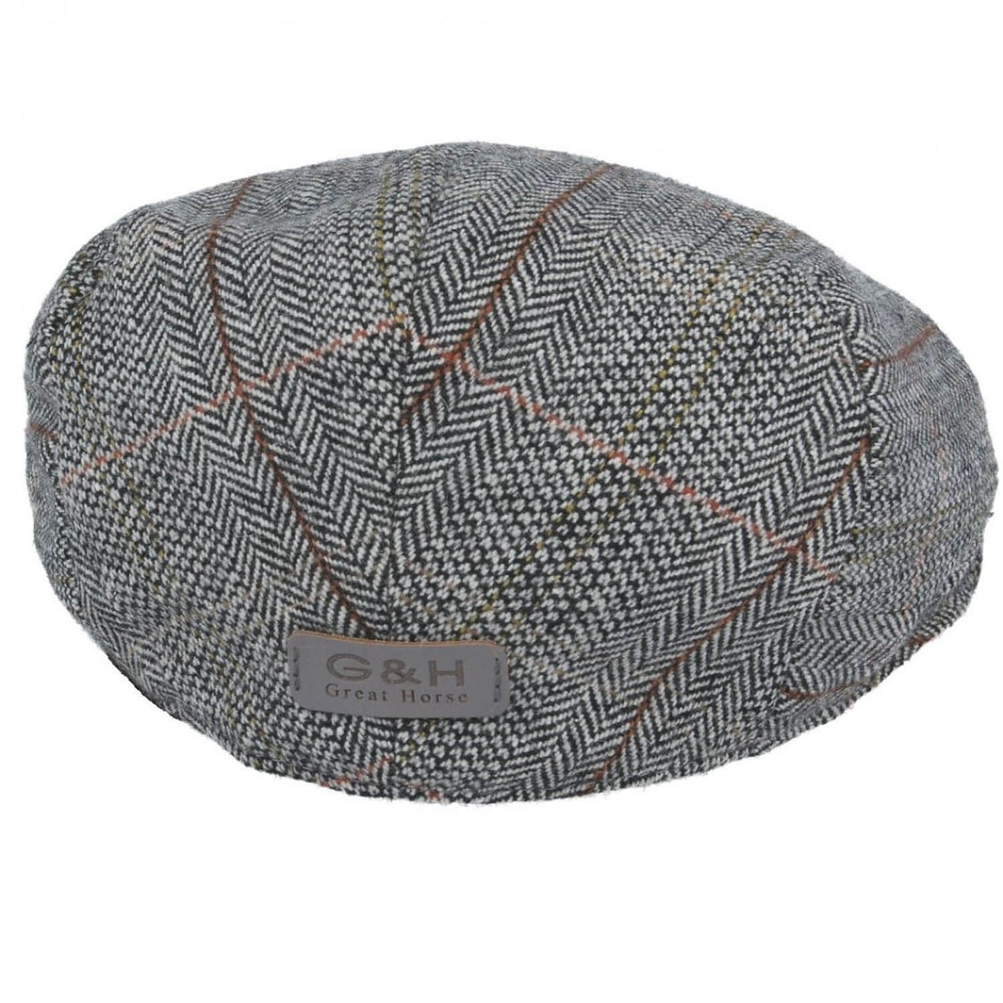 Flat Cap, Grey, Overcheck, Rear View