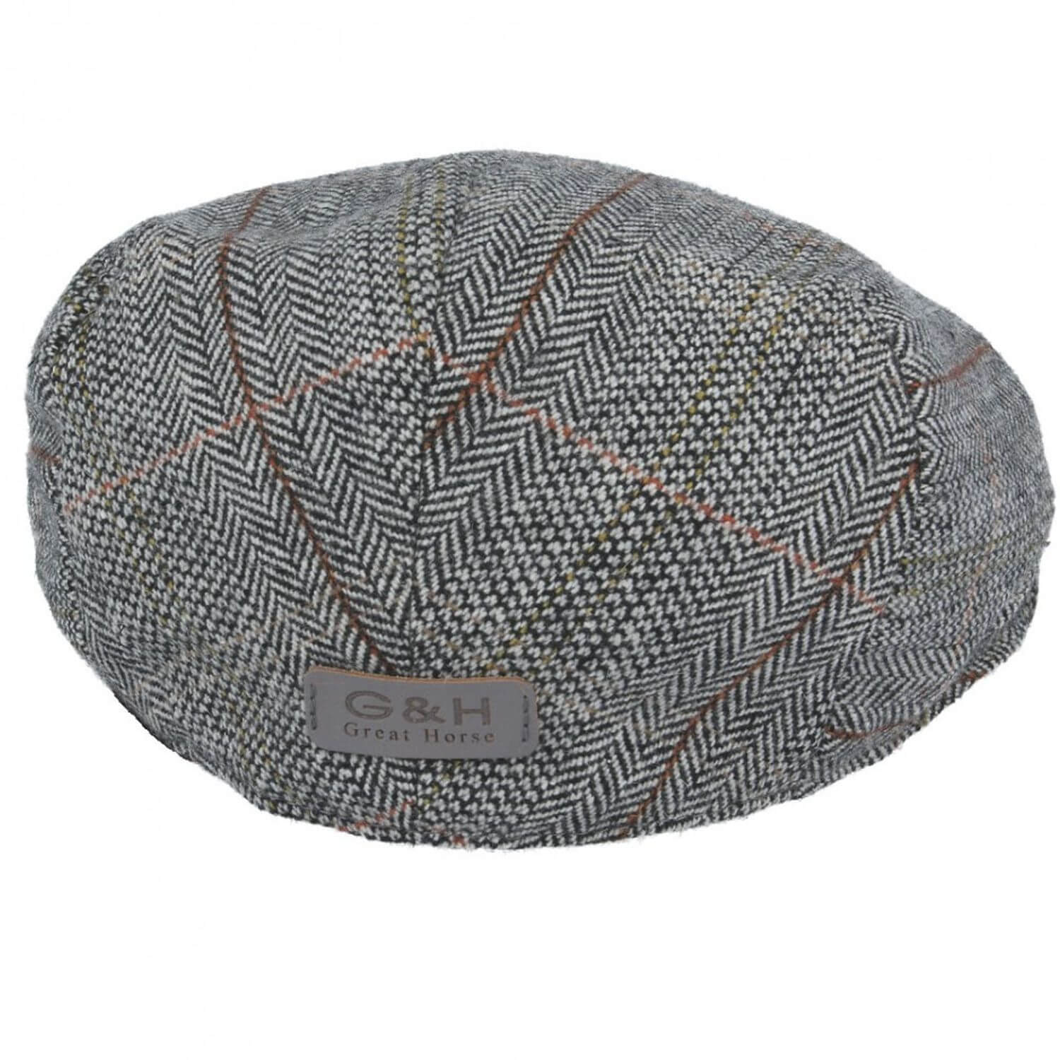 Flat Cap, Grey, Overcheck, Rear View