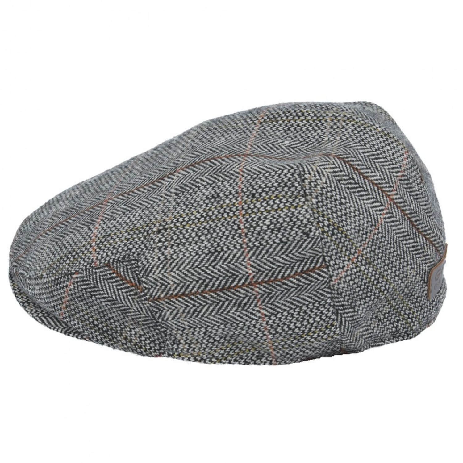 Flat Cap, Grey, Overcheck, Side View