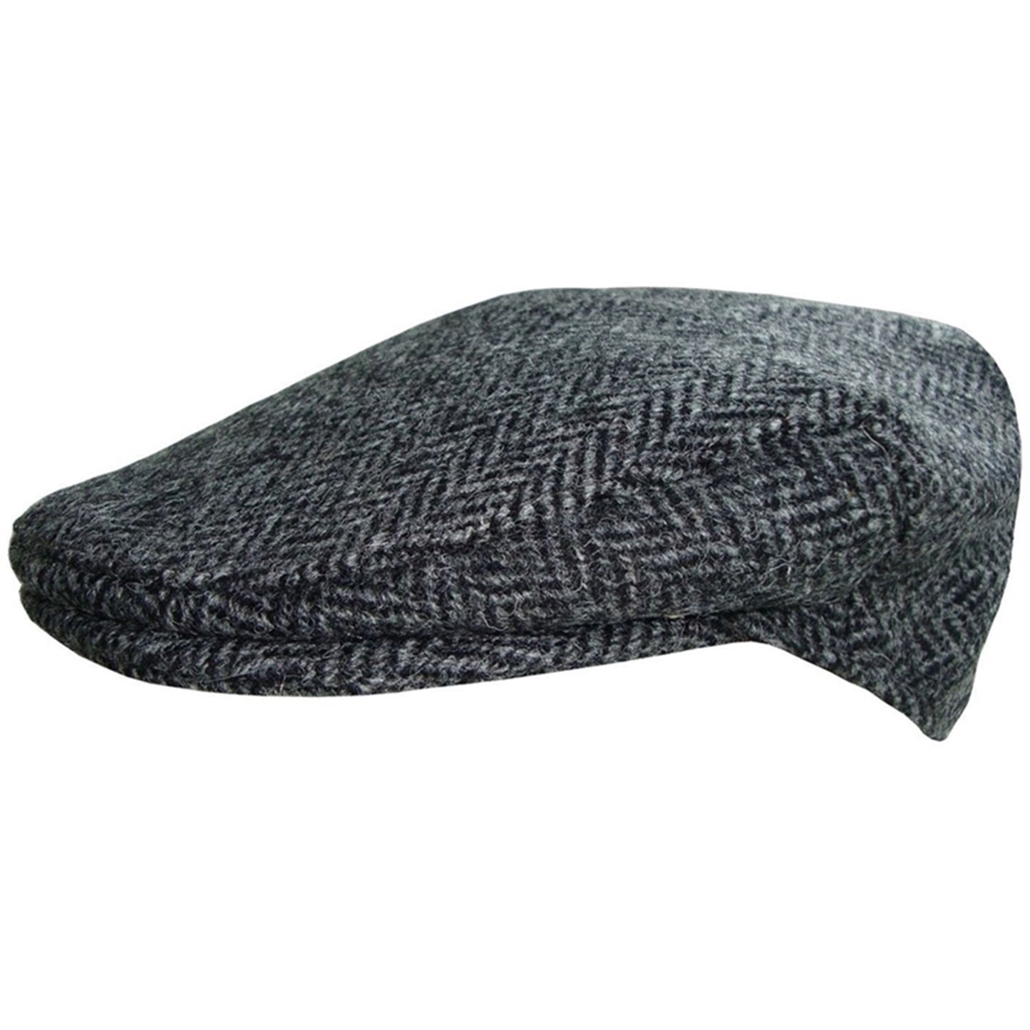 Flat Cap, Grey, Harris Tweed, Side View