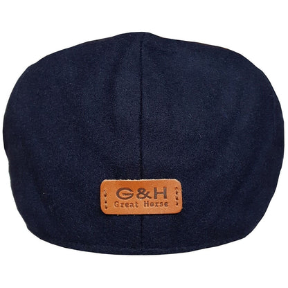 Flat Cap, Navy Blue, Plain, Rear View