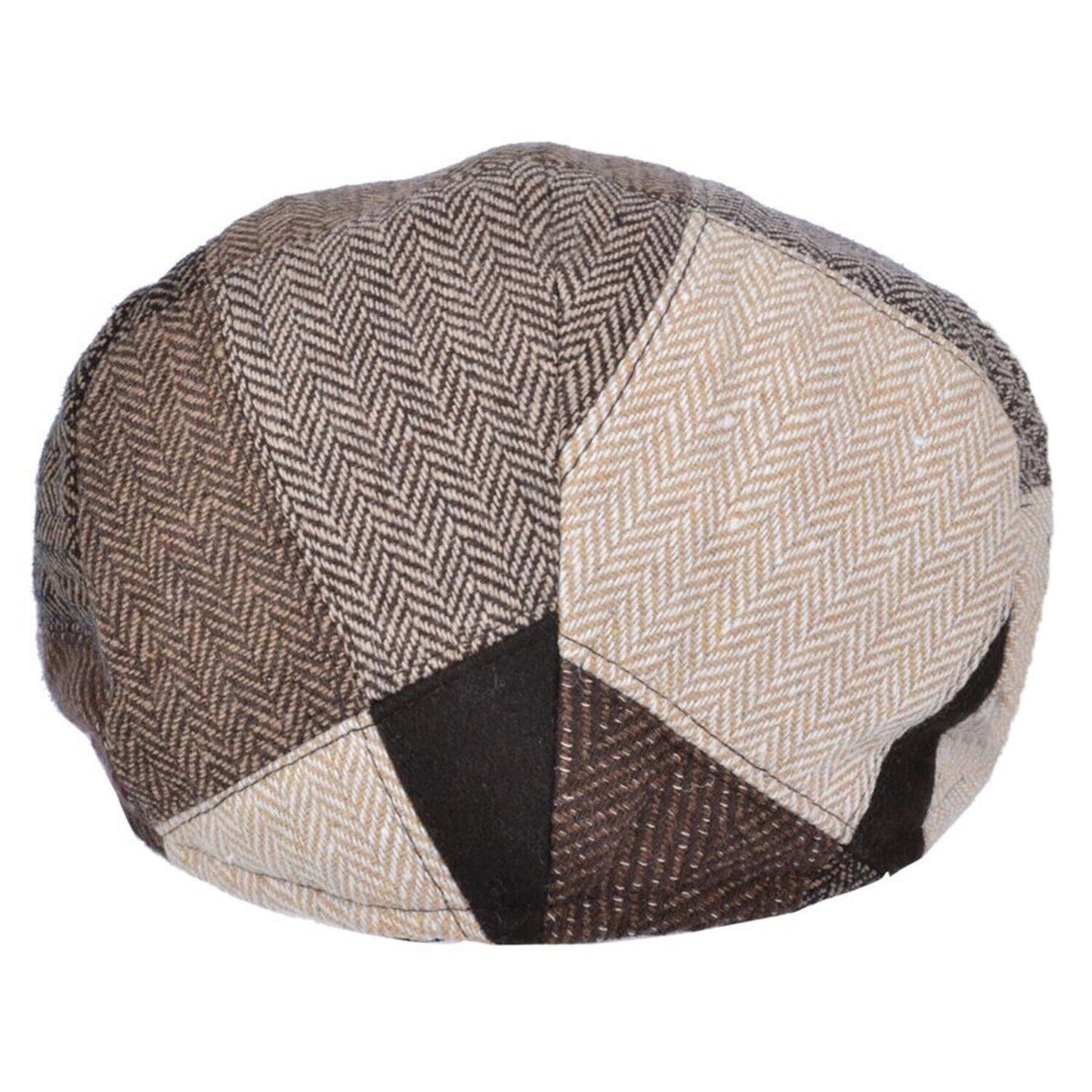 Flat Cap, Brown, Patchwork, Hat, Rear View