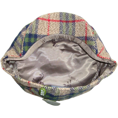 Flat Cap, Beige, and Green, Tartan Hat, Lining view