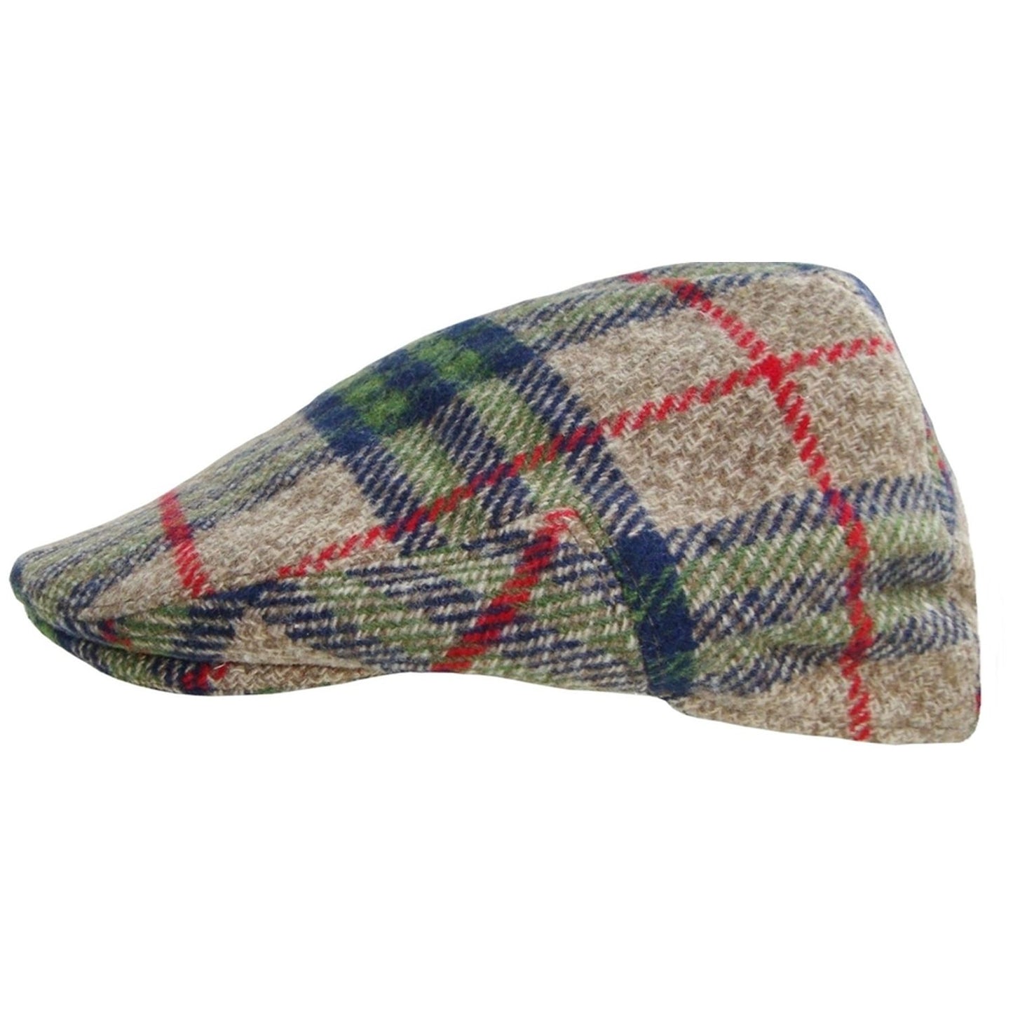 Flat Cap, Beige and Green, Check, Tartan Hatm Side View