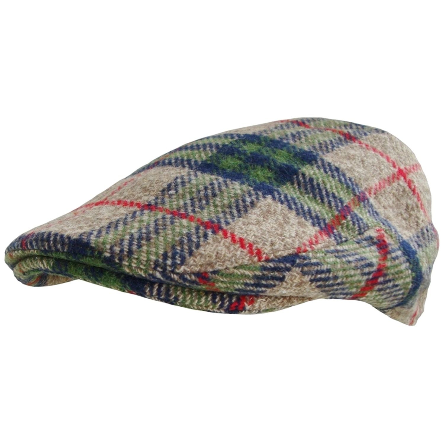 Flat Cap, Beige and Green, Check, Tartan Hat