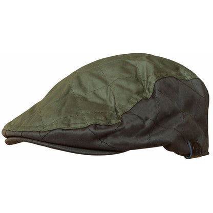 Flat Cap, Green, Waxed, Quilted