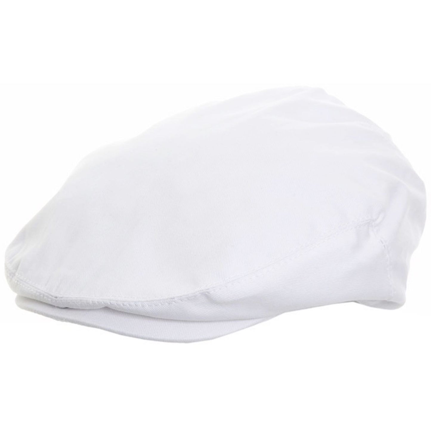 Flat Cap, White, Cotton, Sun Hat, Side View