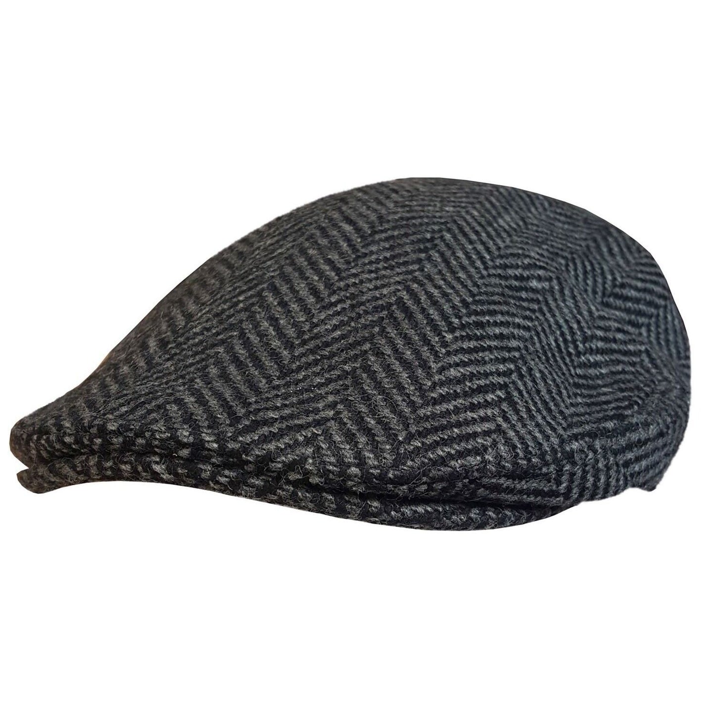 Flat Cap, Dark Grey, Herringbone