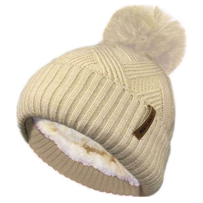 Beanie Hat, Natural, Pompom Beanie