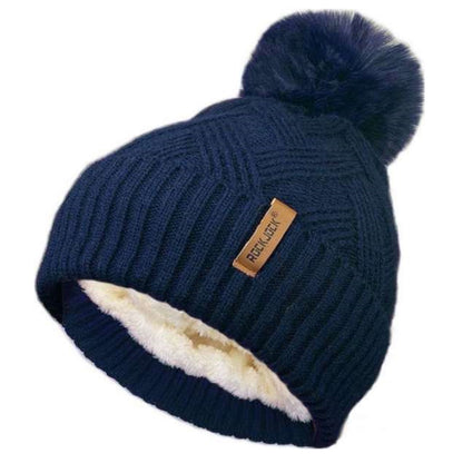 Beanie Hat, Navy Blue, Pompom Beanie