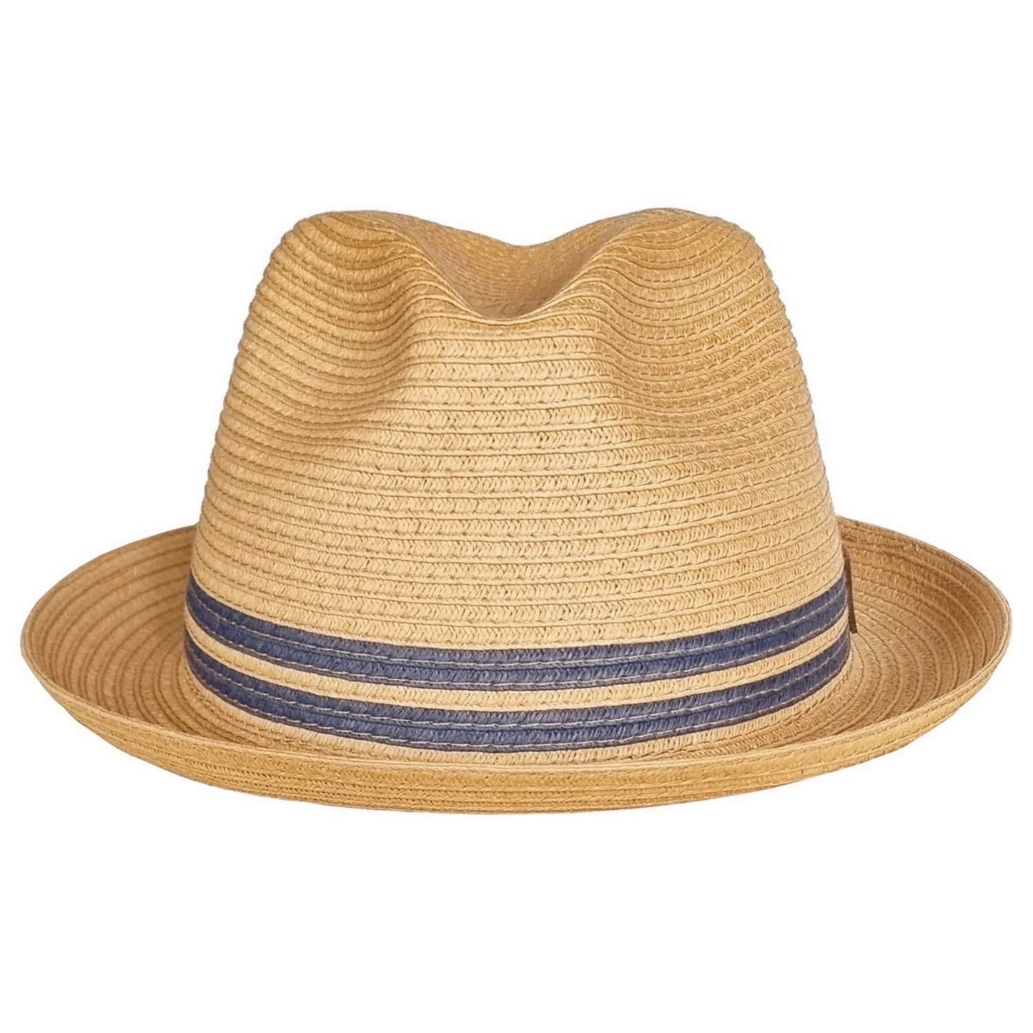 Straw Pork Pie Hat, Tea, Straw Trilby Hat, Front View