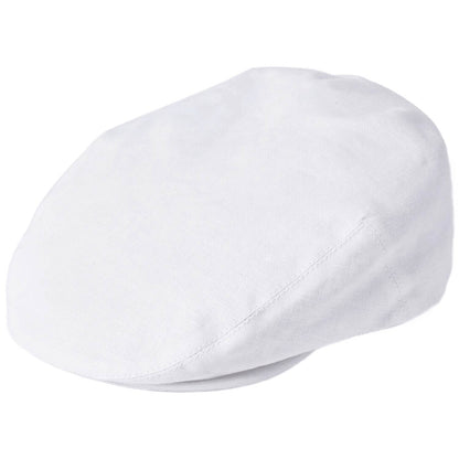 Linen Flat Cap, White