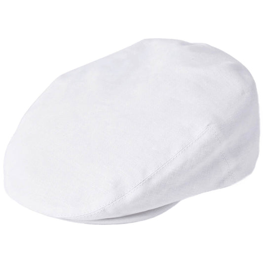 Linen Flat Cap, White