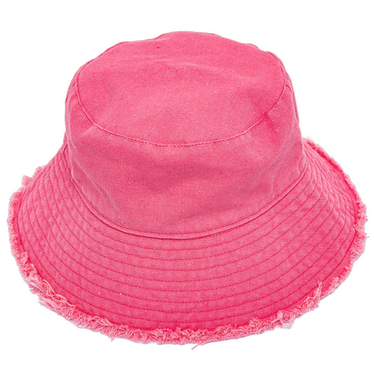 Bucket Hat, Pink, Frayed Edge