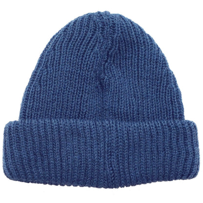 Short Beanie Hat, Light Blue, Docker Hat, Rear View