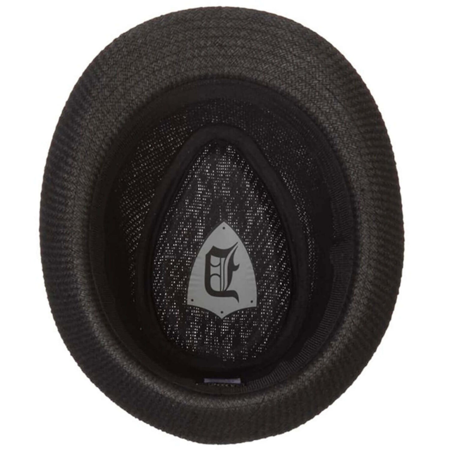Black earbud with brand logo on a white background