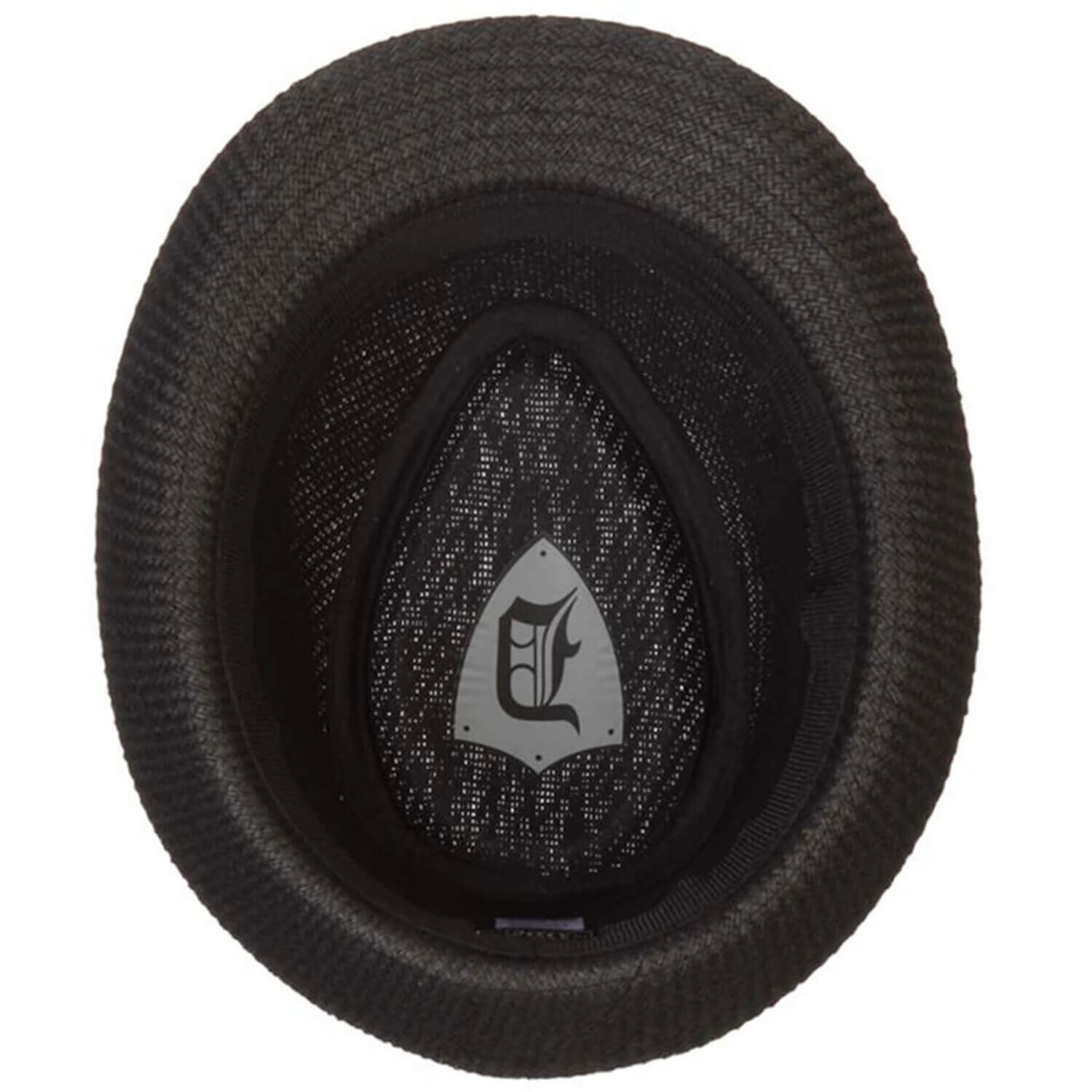 Black earbud with brand logo on a white background