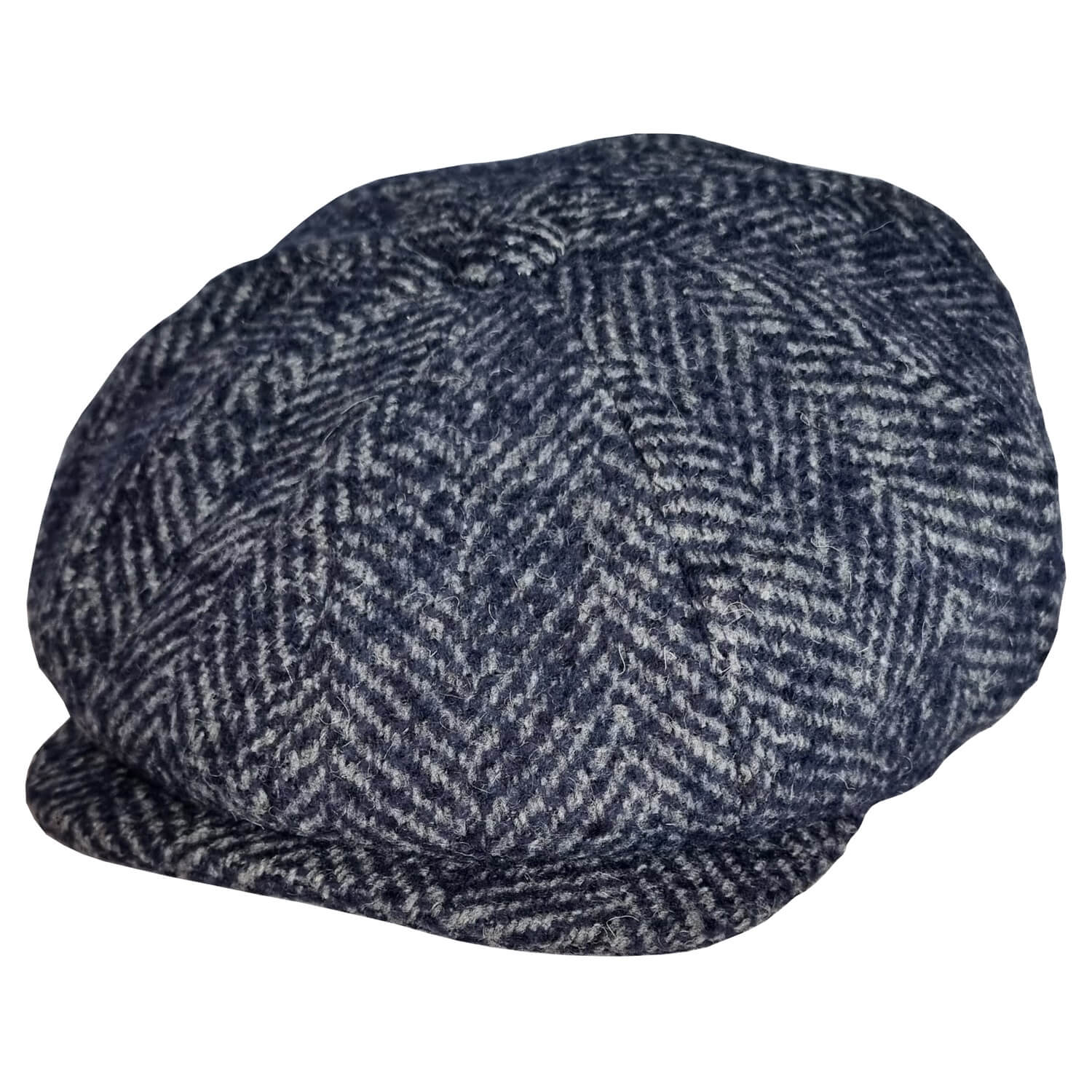 Bakerboy Cap, Navy & Grey, Herringbone Newsboy Cap