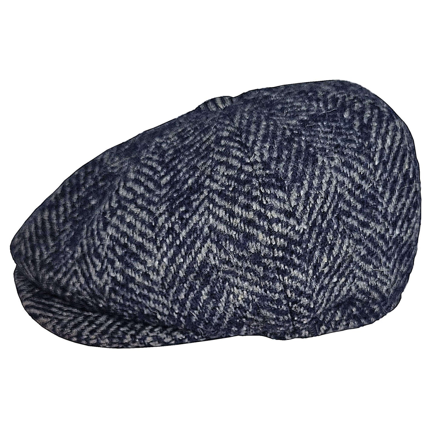 Newsboy Cap, Navy & Grey, Herringbone, Side View