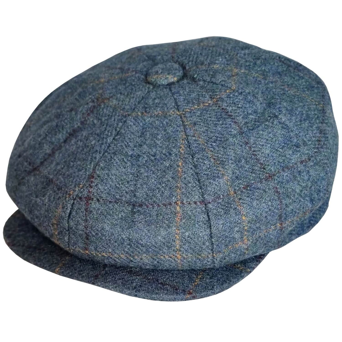 Newsboy Hat, Blue, Tweed, Check