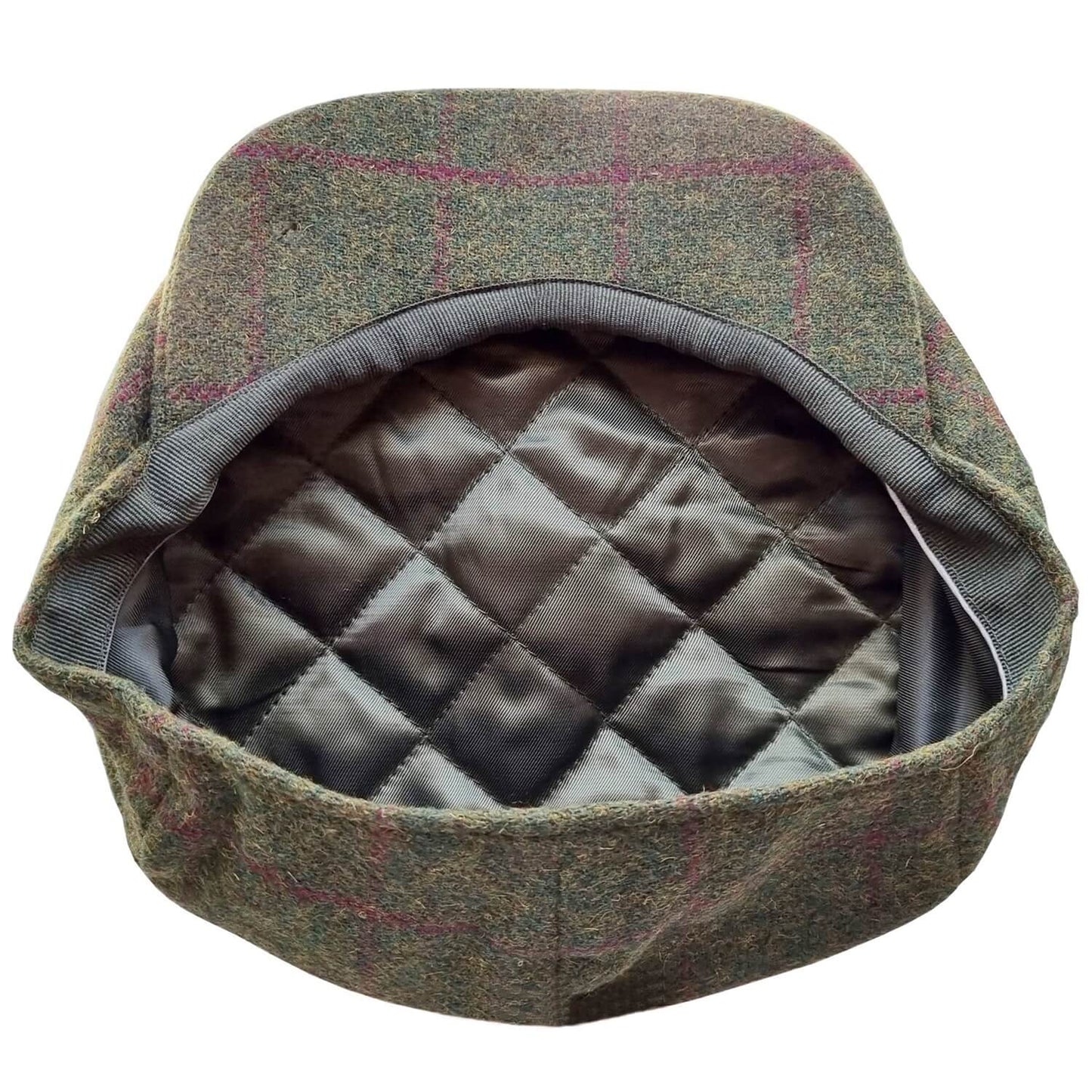 Newsboy Hat, Green, Check, Tweed, Lining View