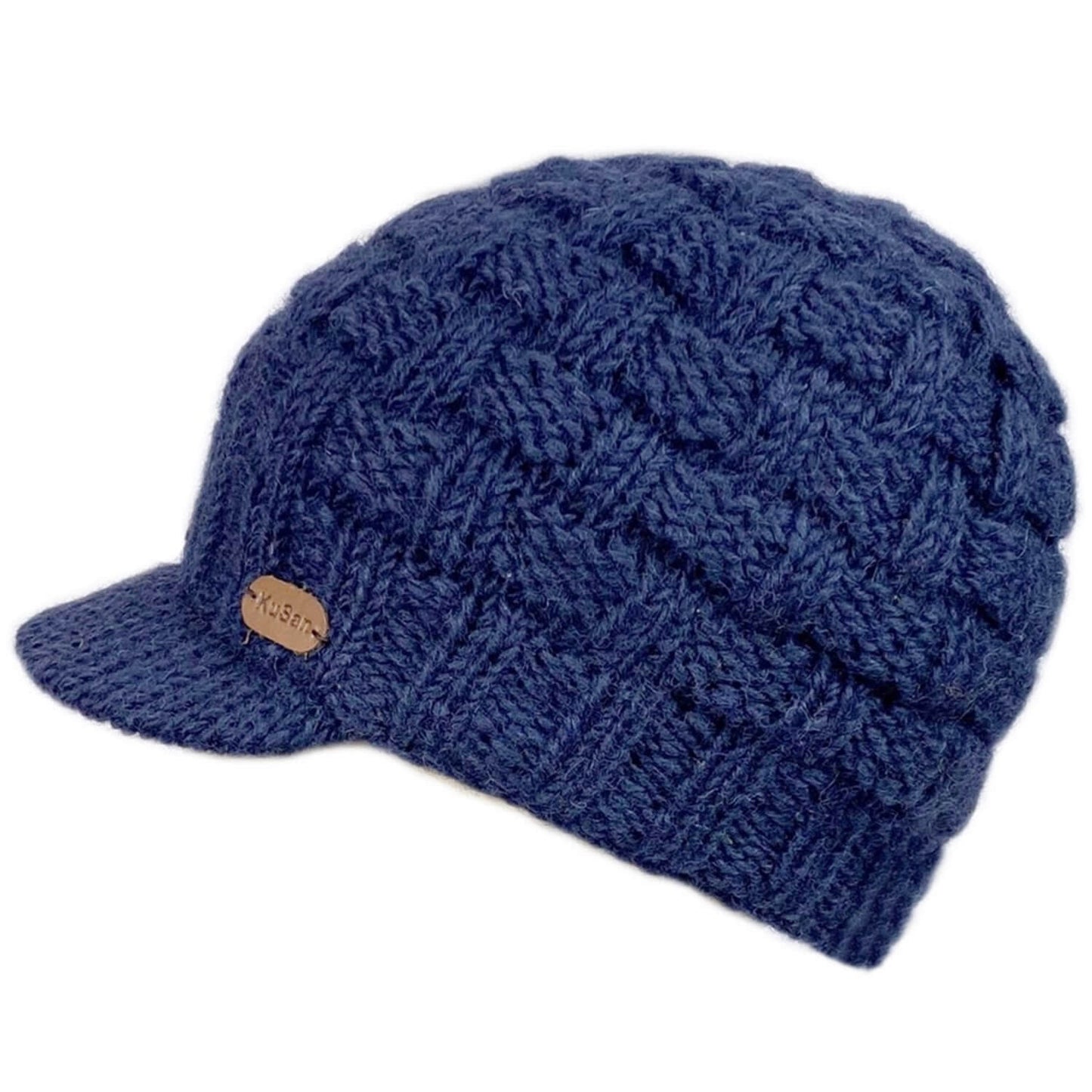 Peaked Beanie Hat, Navy, Hand Knitted Beanies, KuSan