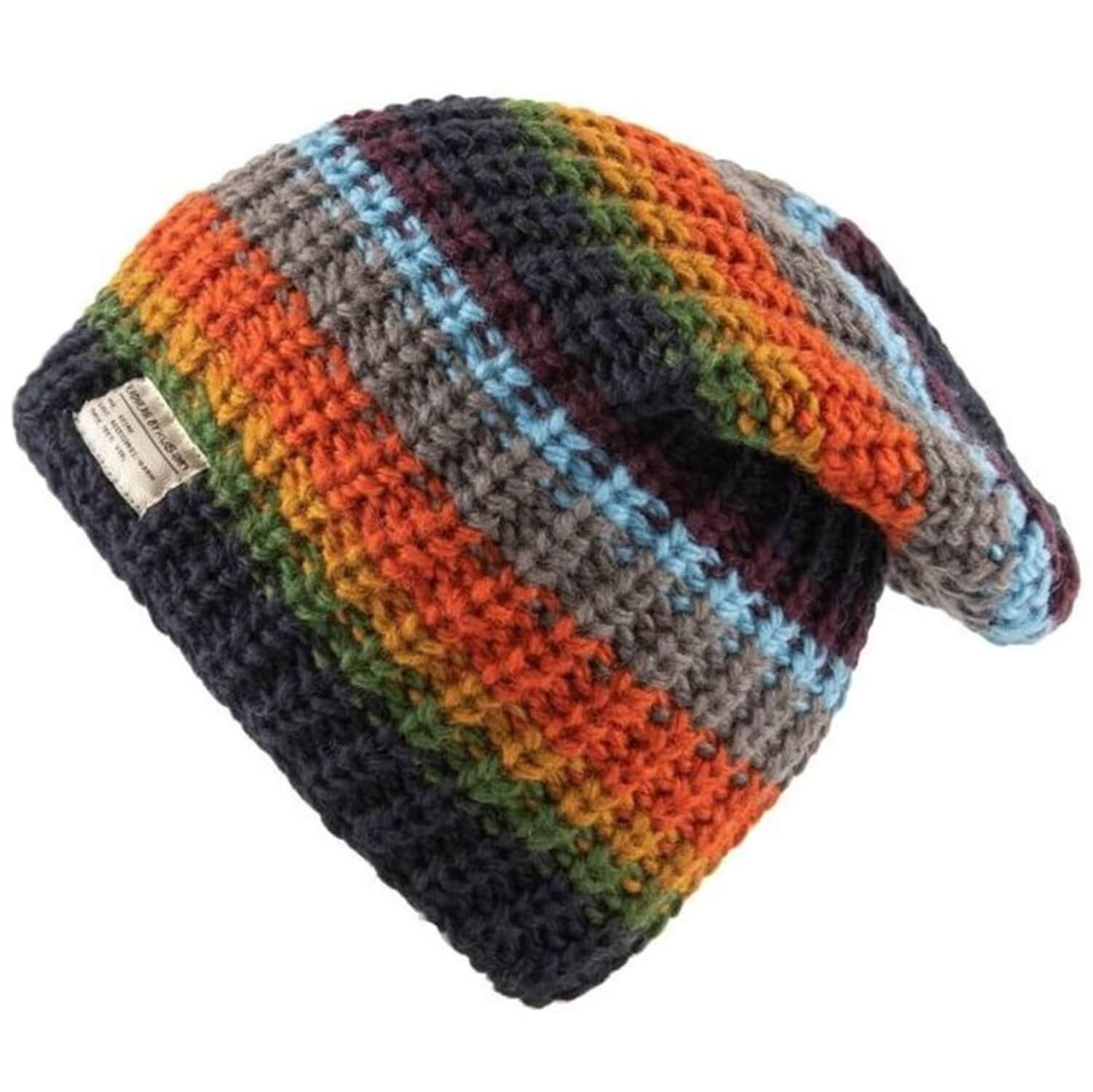 Striped Slouch Beanie Hat, Multicoloured